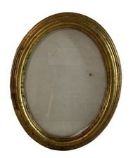 ?️ Antiker Biedermeier Ovalrahmen (19. Jhd.) – Original Vergoldung 30x24x2,5 cm