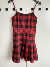 Kleid, Rockteil mit Falten, Spaghettiträger, rot-schwarz, Gr. 36, H&M