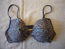 Bügel Bikini Oberteil Bademode blau leichter Push up mit Muster Leolook Gr. 40