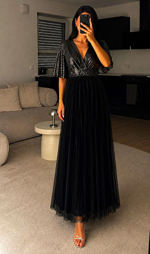 Damen abendkleid schwarz lang - abendkleid,