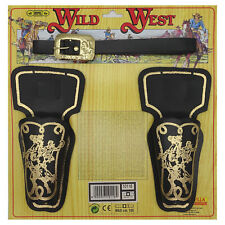 KINDER COWBOY HOLSTER Pistolen Doppelholster Gürtel Jungen Western Kostüm Party