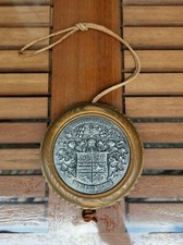 Zinn Wand Bild Holz Leder