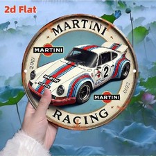 Blechschild rund Martini Racing Porsche Vintage Metallschild TEL3488