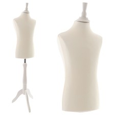 Schneiderpuppe Schaufensterpuppe Baby/Kind, Überzug creme/ecru, Holzdreibein