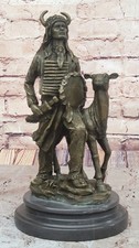 Indianer Metall Kunst Skulptur Antilope Reh Aufgehende Sonne Künstler Signiert