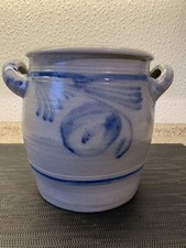 Antiker alter Sauerkrauttopf Gurkentopf Schmalztopf Salzlasur 18,5 cm hoch 3 L