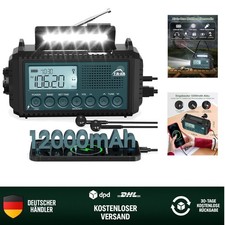 Roxicosly Kurbelradio, Notfallradio mit 12000 mAh Power Bank, AM/FM
