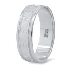 14K Gelb Weiß Solid Gold Griechisch Schlüssel Ehering 6 MM Herren Damen Unisex