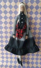 Tilda Art Stoffpuppe  Handtasche Handgefertigt Deko schwarz/weiß 