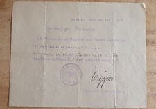 Urkunde  1. Weltkrieg Eisernes