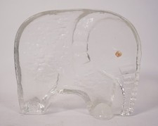 Vintage Glas Design Figur Tierfigur Elefant stilisiertes Rüsseltier transparent