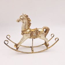 Schaukelpferd Champagner Gold 23x18cm aus Kunststein + Metall von Formano 