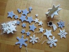 36 Filz Christ Weihnacht Baum 9 Anhänger Schneeflocke 27 Streu Sterne creme grau