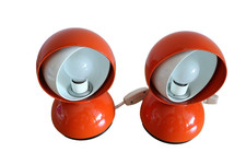 2 x ARTEMIDE * ECLISSE BY VICO MAGISTRETTI * ORIGINAL VINTAGE MODEL * ORANGE 