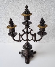 Wunderschöner antiker Gründerzeit Kerzenleuchter aus patiniertem Zinkguß um 1870