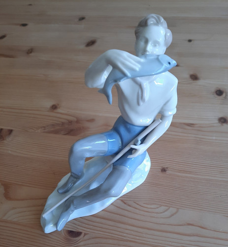 Porzellan figur angler mit - porzellan,