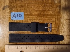 1x 20mm Uhrenarmband Vintage Tropic Stil Diver Strap Silikon schwarz silber A10