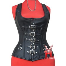 Vollbrustkorsett Schwarz Leder