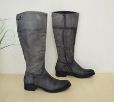 tolle Walter Bauer Echtleder Stiefel Gr. 37 grau Reiterstil Used-Optik