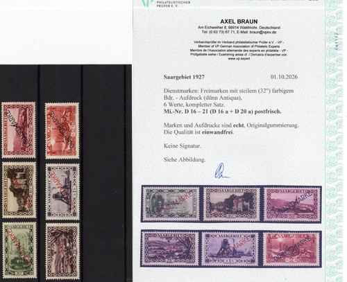 Saar dienst d16 postfrisch - saar, d16-21