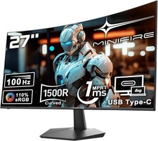 Minifire Curved Monitor 27 Zoll 100Hz, PC Bildschirm mit Lautsprecher -1500R FHD