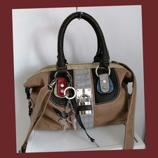 Handtasche Damen Elfe Flügel Schloss Braun Schwarz Silber Tasche Kunstleder