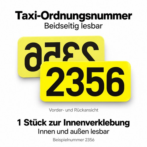 Taxi ordnungsnummer aufkleber - ordnungsnummer,