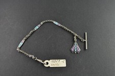 antike originale Uhrenkette vernickelt mit Emaillie, Knebel/Federring,Jugendstil