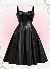 Elegantes PU-Leder Cami-Kleid - A-Linien-Schnitt, ärmellos, oversize, sexy