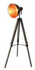Stativ Retro Stehleuchte Dreibein Studiolampe Spot Schwarz/Gold 95-143cm 605455