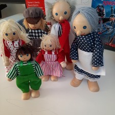 Biegepuppen Bauernfamilie,  für Puppenstube, Puppenhaus