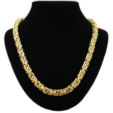 40CM - 90CM X 14MM BYZANTINER KÖNIGSKETTE GOLD EDELSTAHL KETTE PANZERKETTE SET