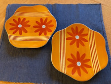 Cha Cult Kuchenteller Dessertteller Blume gelb Blütenform Streifen