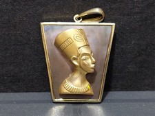 Anhänger Nofretete Farbe Gold - Ägypten Vintage Schmuck Relief auf Perlmutt
