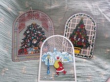 Fensterbilder Glas Weihnachten 14 x 20cm mit Kette, 15 x 20cm und 19cm x 24cm 