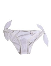 Dolce & Gabbana White Side Tie Logo Bikini Bottom Underwear