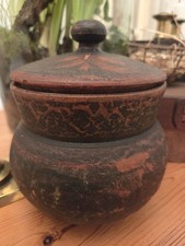 Antik Holzdose Gefasst Patina