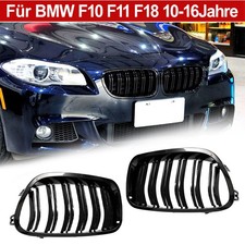Für BMW 5er F11 F18 2010-2016 Nieren Grill Kühlergrill GLANZ SCHWARZ Doppelsteg