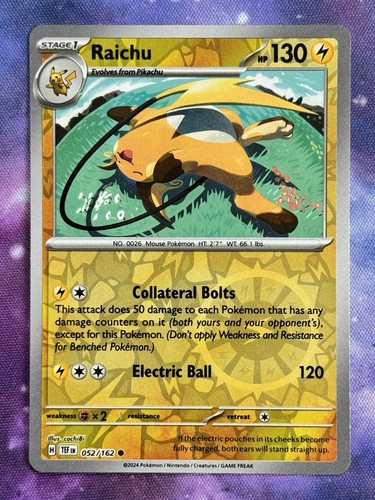 Raichu 052 162 pokemon reverse - raichu,