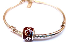 Biba Silber Armband 21 cm + Emalie - Silber Bead braun - Bead Armband 925er Neu