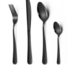 Schwarz Besteck Set, 24 teilig Edelstahl Essbesteck Set für 6 Personen
