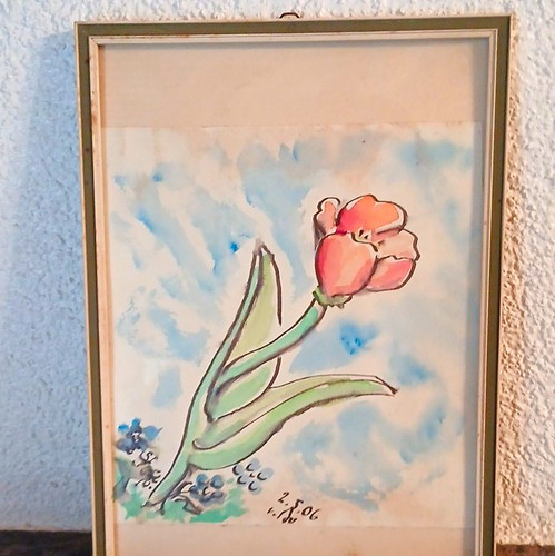 Gerahmtes signiertes aquarell - gerahmtes,