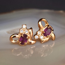 Ohrringe Edelstahl golden Glassteine rot Zirkonia funkelnd blitzend attraktiv