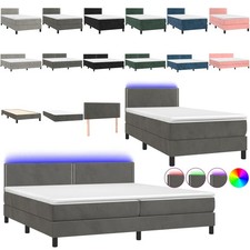 Samt Boxspringbett mit Matratze und RGB LED Komfortbett Hotelbett Stoff Bett