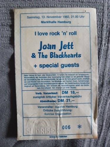 Joan jett alte konzertkarte - jett,