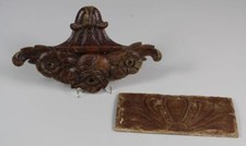 C6/ 2x alte Holz Deko - evtl. zum Möbel restaurieren - Blumen Zier Element /S319