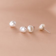 B Ware Ohrstecker Barockperle Sterling Silber 925 Süßwasserperlen Damen Ohrringe