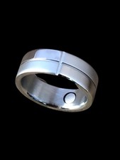 Unisex-Ring Schachmuster Edelstahl mit Magnet Magnetschmuck Finger-Ring Gr.17-21