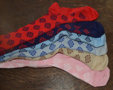 Konvolut schrille DDR ESDA Textil-Commerz Muster-Kniestrümpfe Farbmuster um 1970