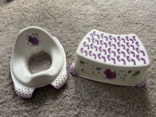 Tritthocker und Toilettensitz für Kinder, weiß mit Nilpferd  - NEU